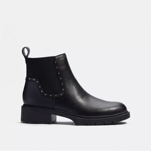 Coach Black Ankle Boots with Studded Detail